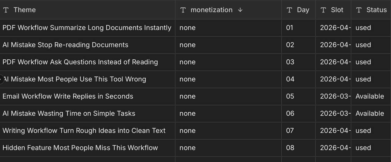 Video automation theme queue table