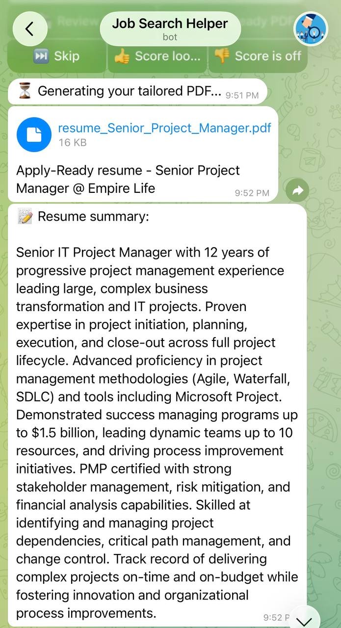 JobSearch resume delivery screen