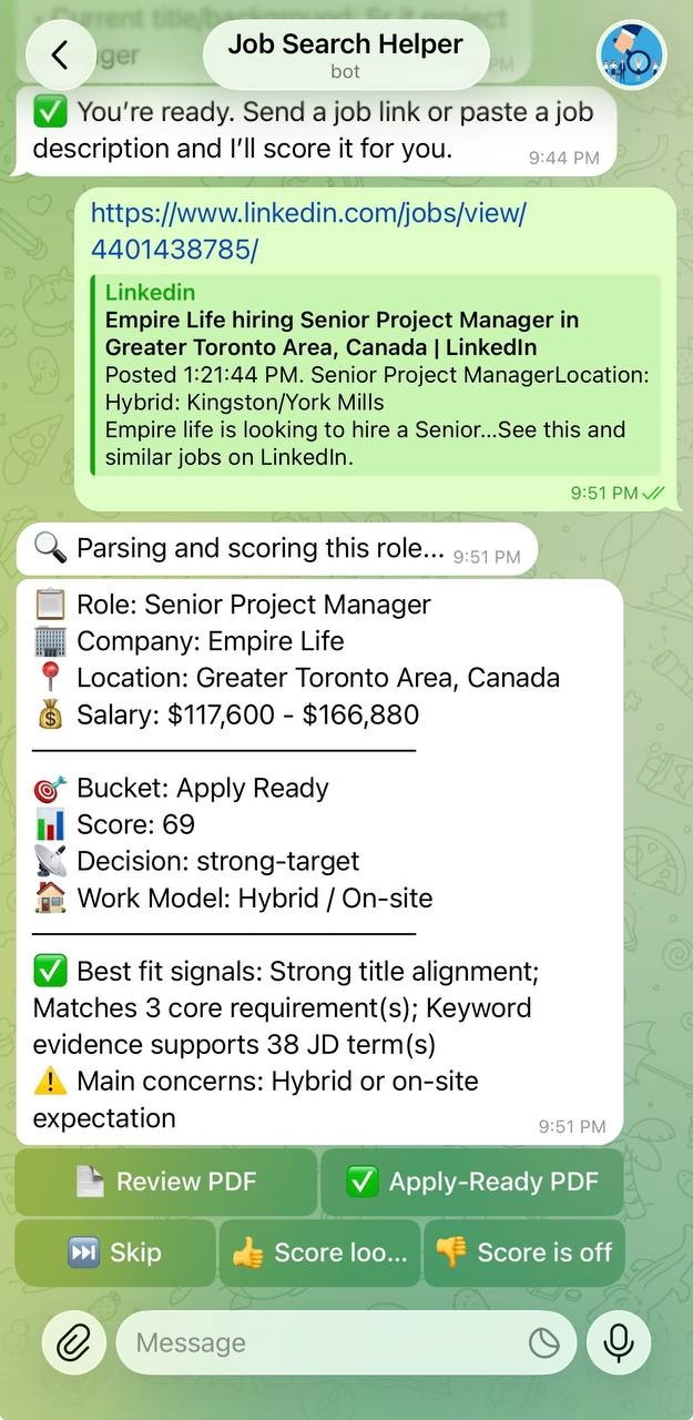 JobSearch score result screen